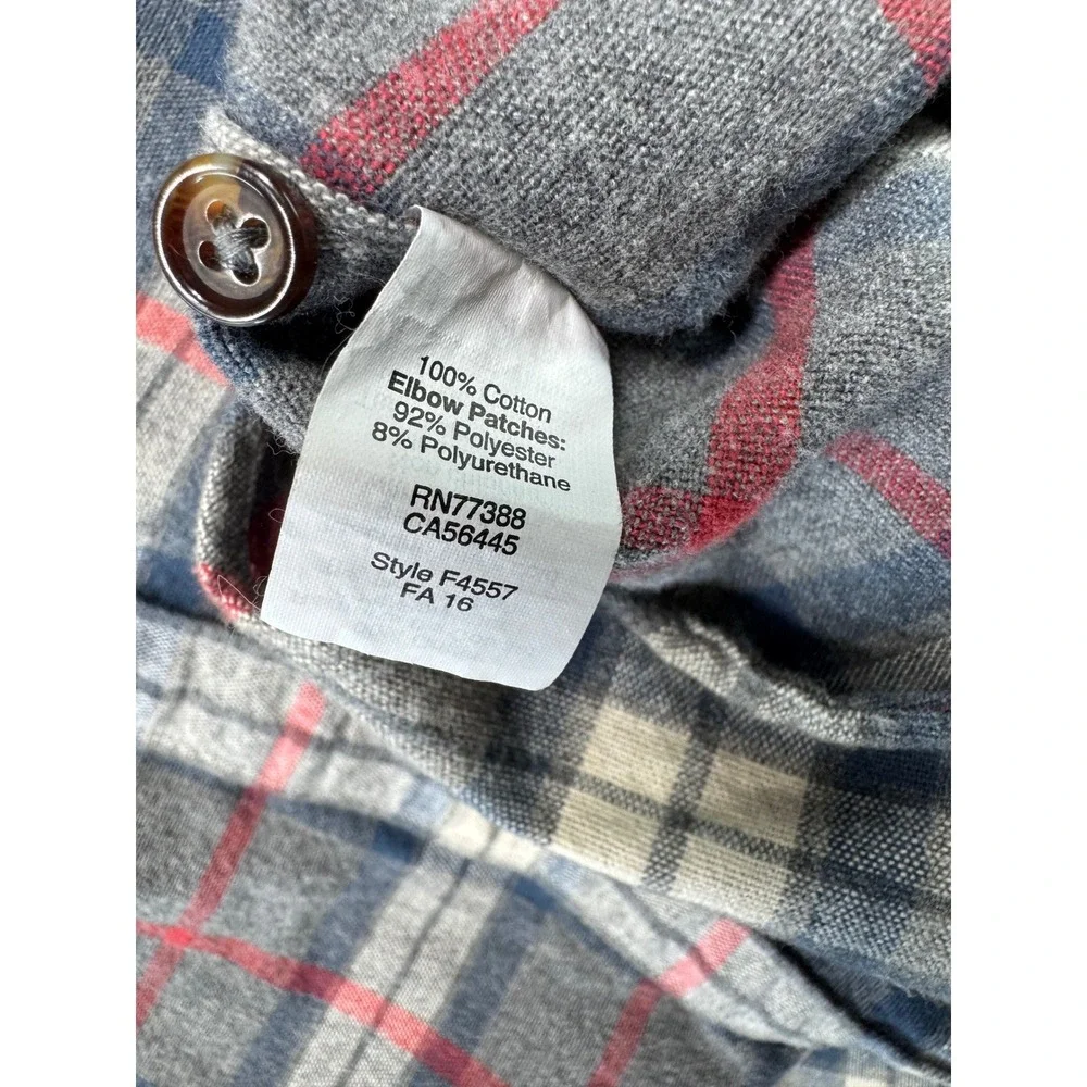 J.Crew Mens Flannel Button Down Shirt Medium Plaid Elbow Patch‎ Long Sleeve